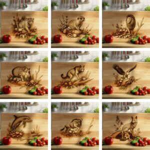 Wild Animal 3D Illusion Charcuterie Board Laser Engraving