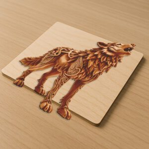 Wolf 3D Illusion Design File, Laser Engraved Animal