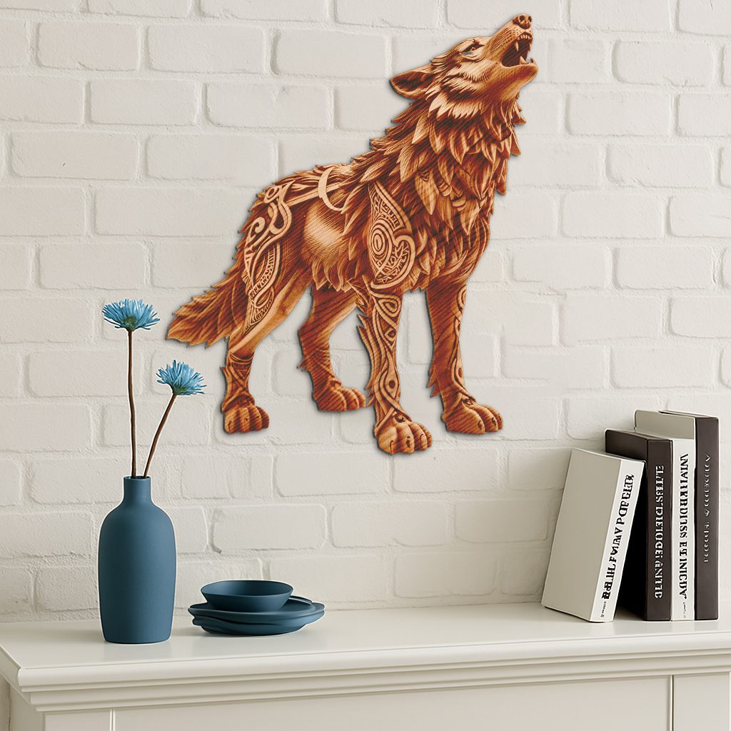 Wolf 3D Illusion Design File, Laser Engraved Animal