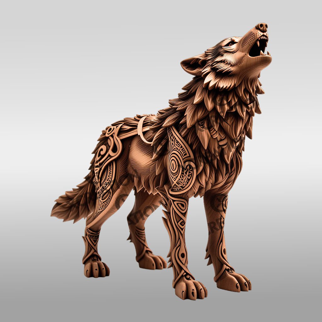 Wolf 3D Illusion Design File, Laser Engraved Animal