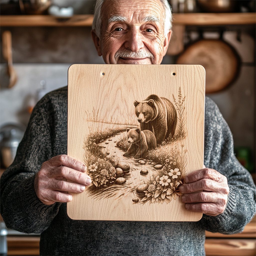 Bear Charcuterie Board Engraving File, Rustic Nature Kitchen
