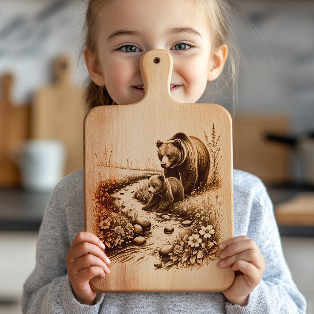 Bear Charcuterie Board Engraving File, Rustic Nature Kitchen