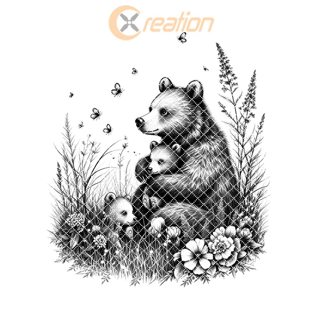 Bear Family Charcuterie Board Laser Engraving File, Rustic