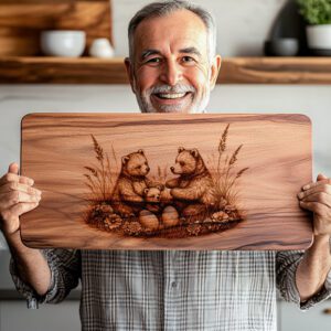 Bear Family Easter Charcuterie Board Engraving File, Rustic