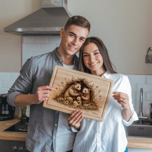 Bear Family Floral Charcuterie Board Engraving File, Rustic