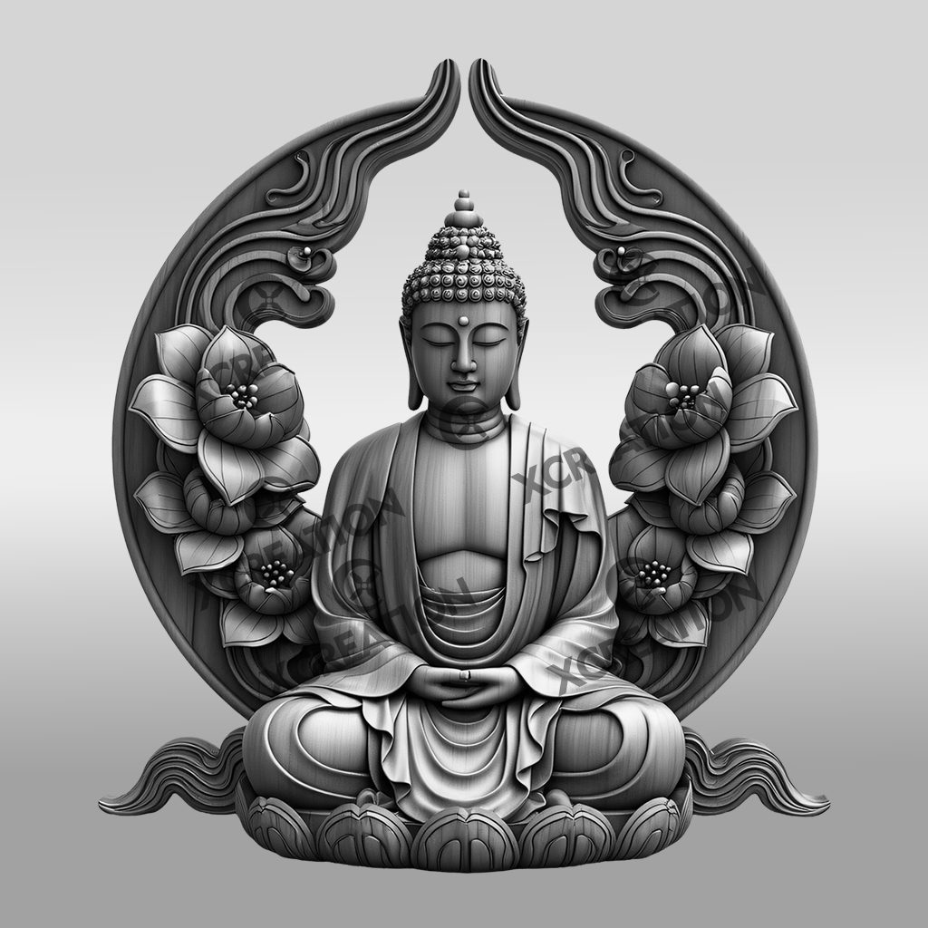 Buddha 3D Illusion Laser Engraving Design, Peaceful Meditation Wall Art Decor – Bild 6