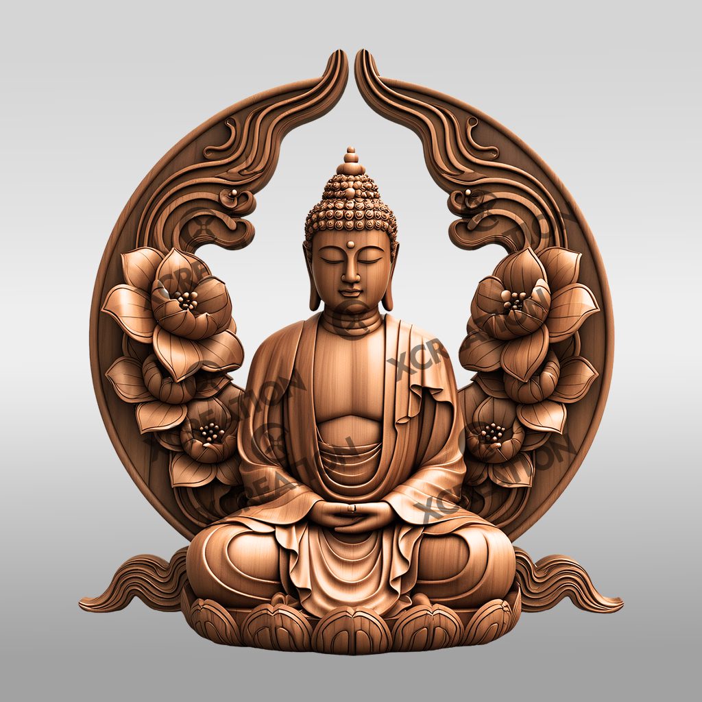 Buddha 3D Illusion Laser Engraving Design, Peaceful Meditation
