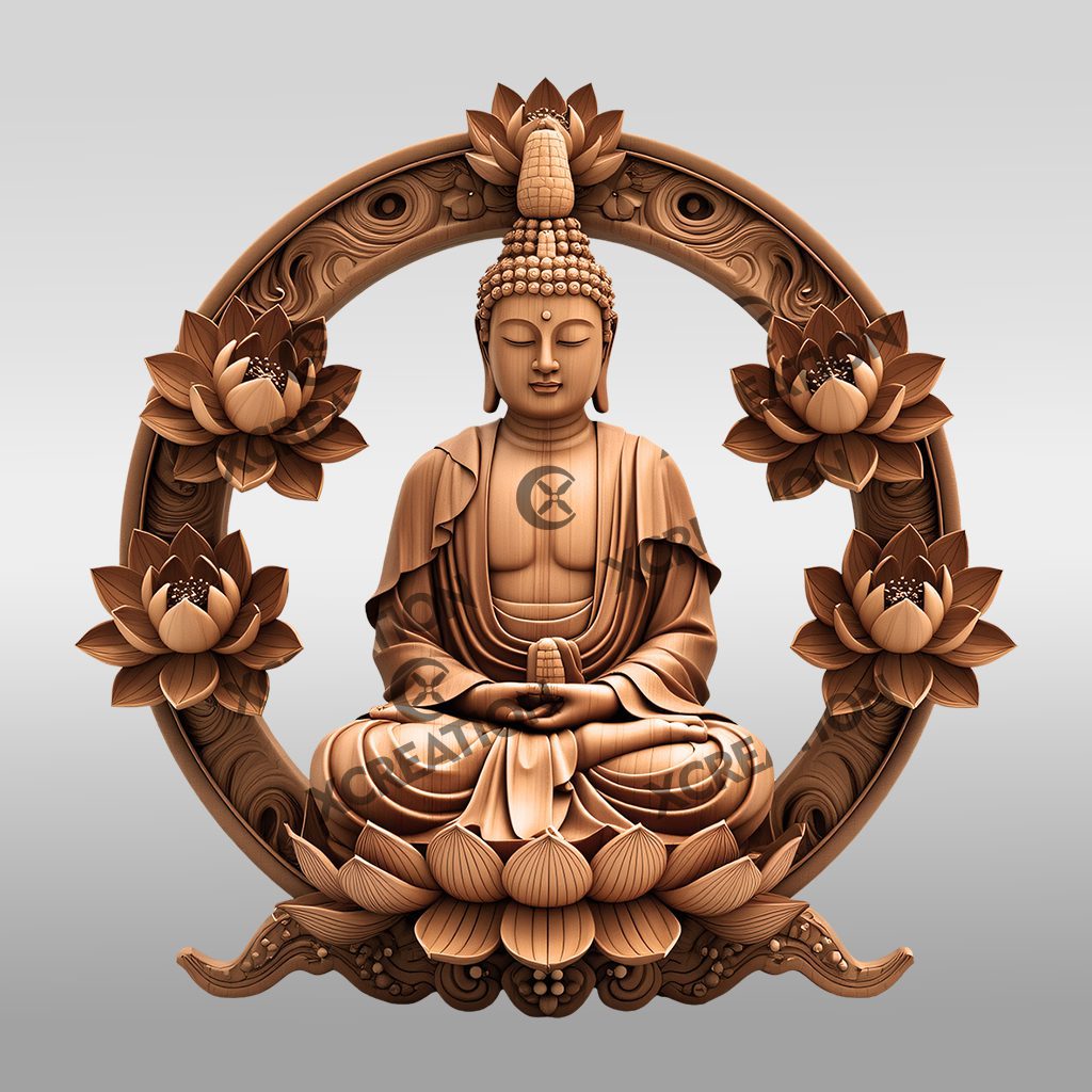 Buddha 3D Illusion Laser Engraving File, Buddhist Art,