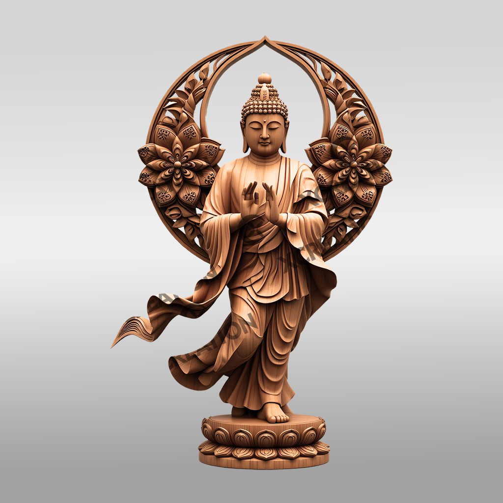 Buddha 3D Illusion Laser Engraving File, Cosmic Dance