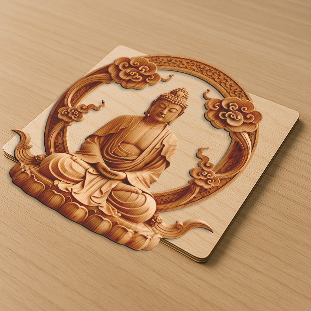 Buddha 3D Illusion Laser Engraving File, Enlightened Art for Home Decor Download - immagine 2