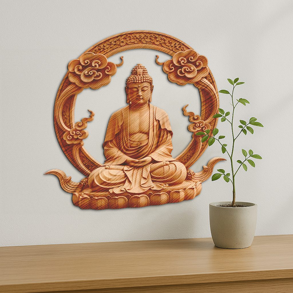 Buddha 3D Illusion Laser Engraving File, Enlightened Art for Home Decor Download - immagine 5
