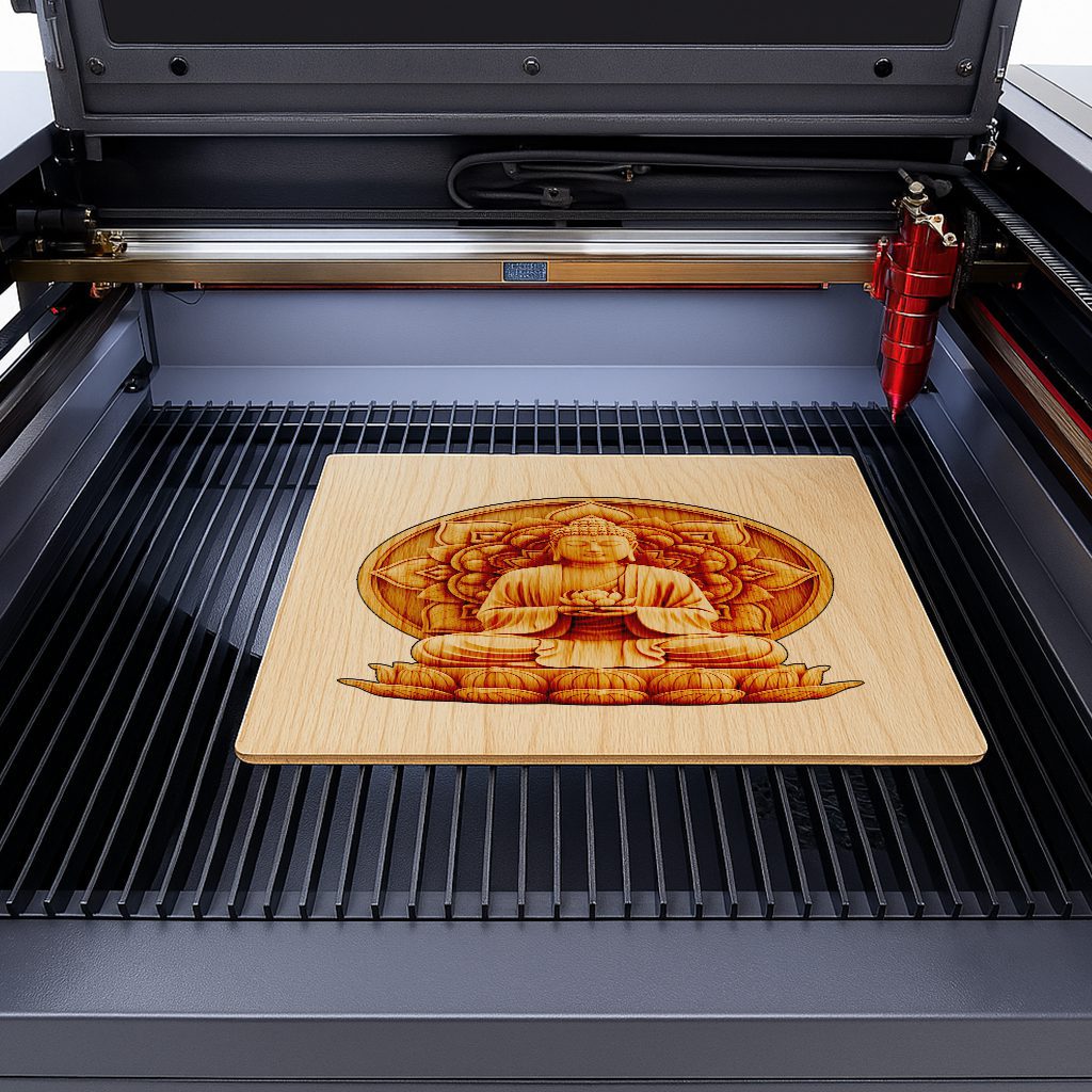 Buddha 3D Illusion Laser Engraving File, Lotus Mandala Zen Art, Spiritual Decor - immagine 5