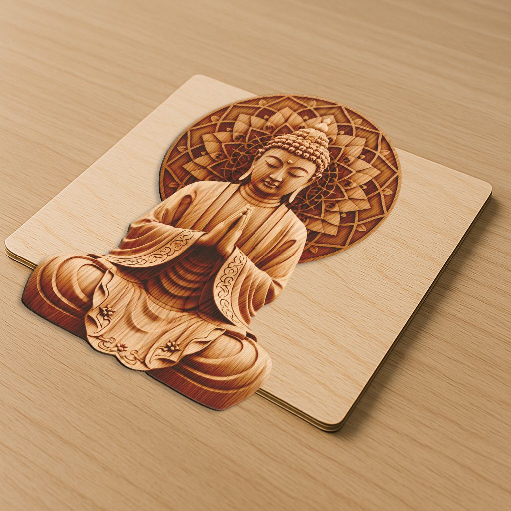 Buddha 3D Illusion Laser Engraving File, Meditation Art, Zen Decor Download - immagine 2