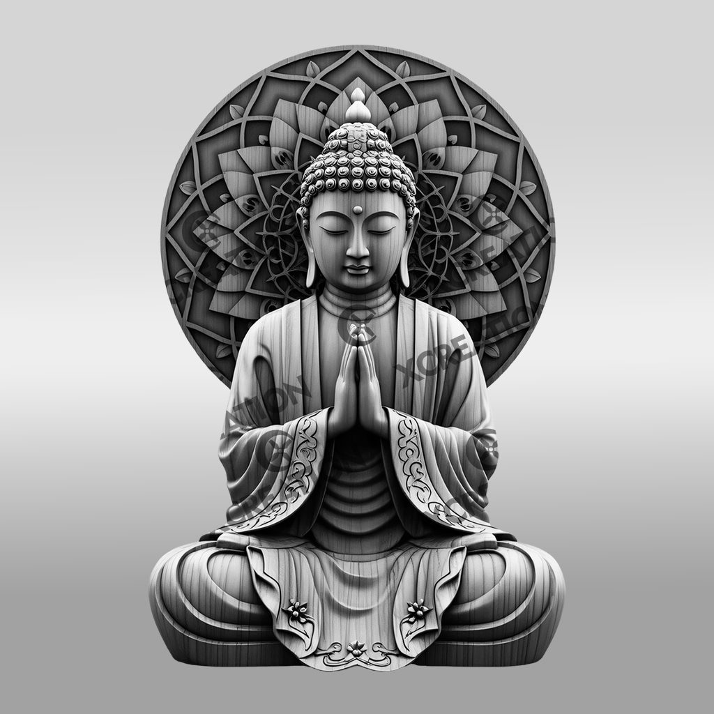 Buddha 3D Illusion Laser Engraving File, Meditation Art, Zen Decor Download - immagine 6