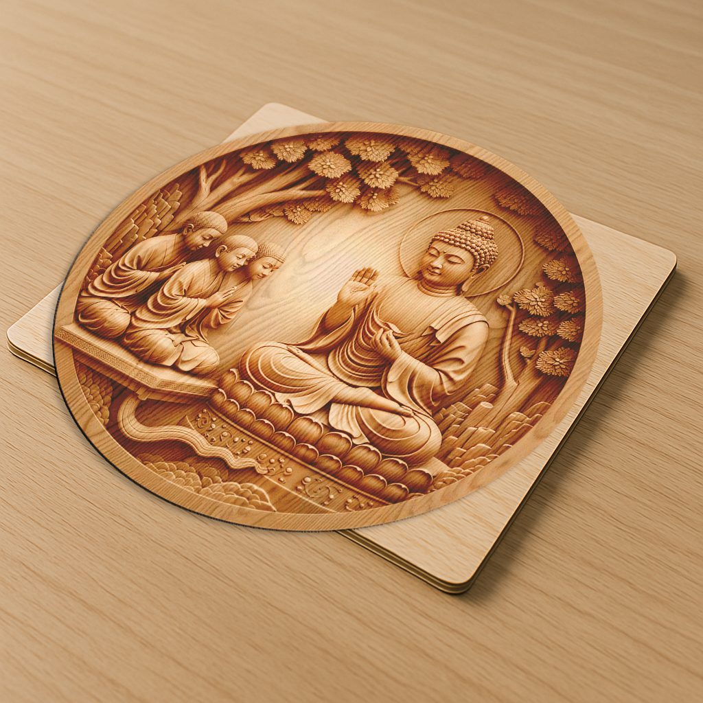 Buddha 3D Illusion Laser Engraving File, Meditation Wall