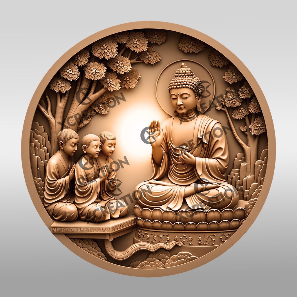 Buddha 3D Illusion Laser Engraving File, Meditation Wall