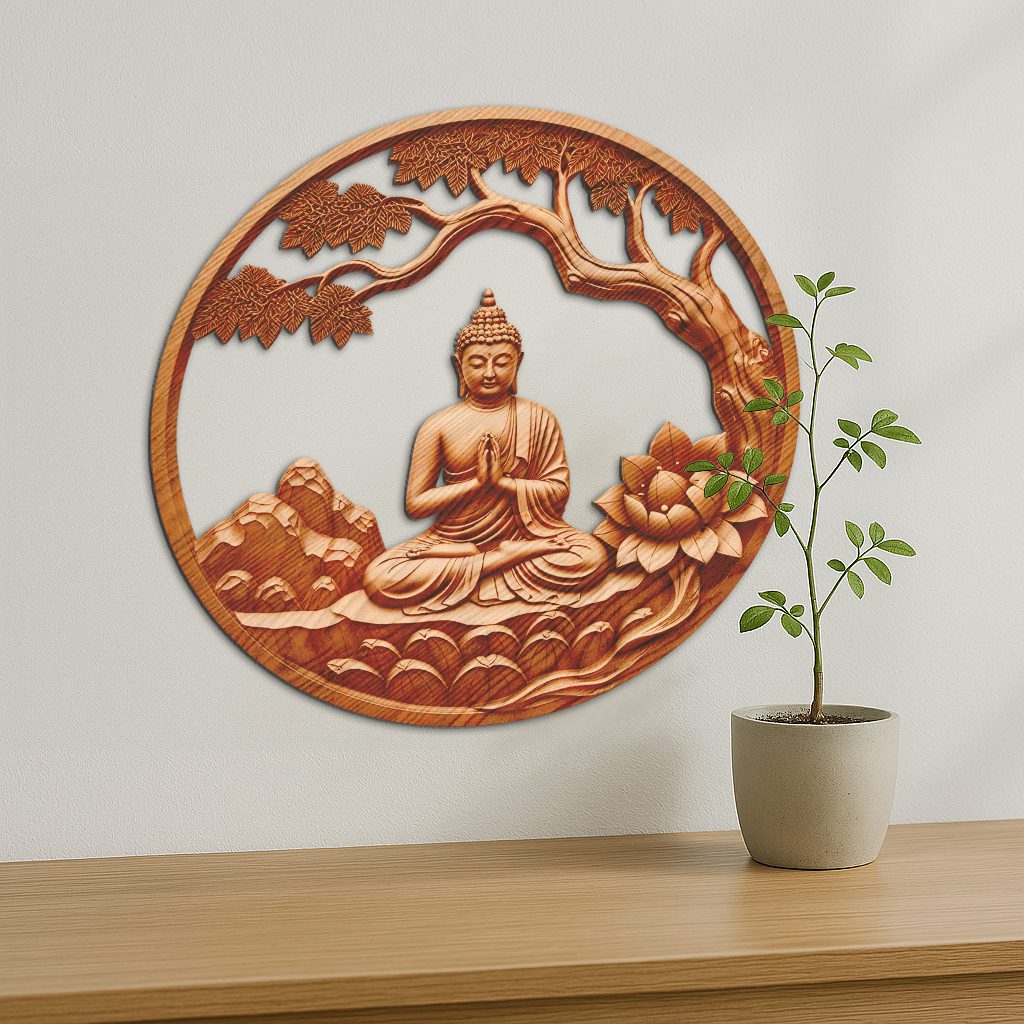 Buddha 3D Illusion Laser Engraving File, Meditation Wall
