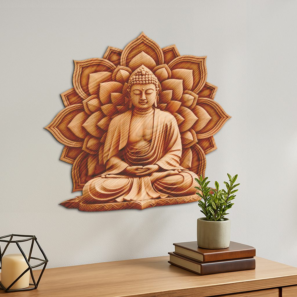 Buddha 3D Illusion Laser Engraving File, Meditation Zen Art for Spiritual Decor - immagine 2