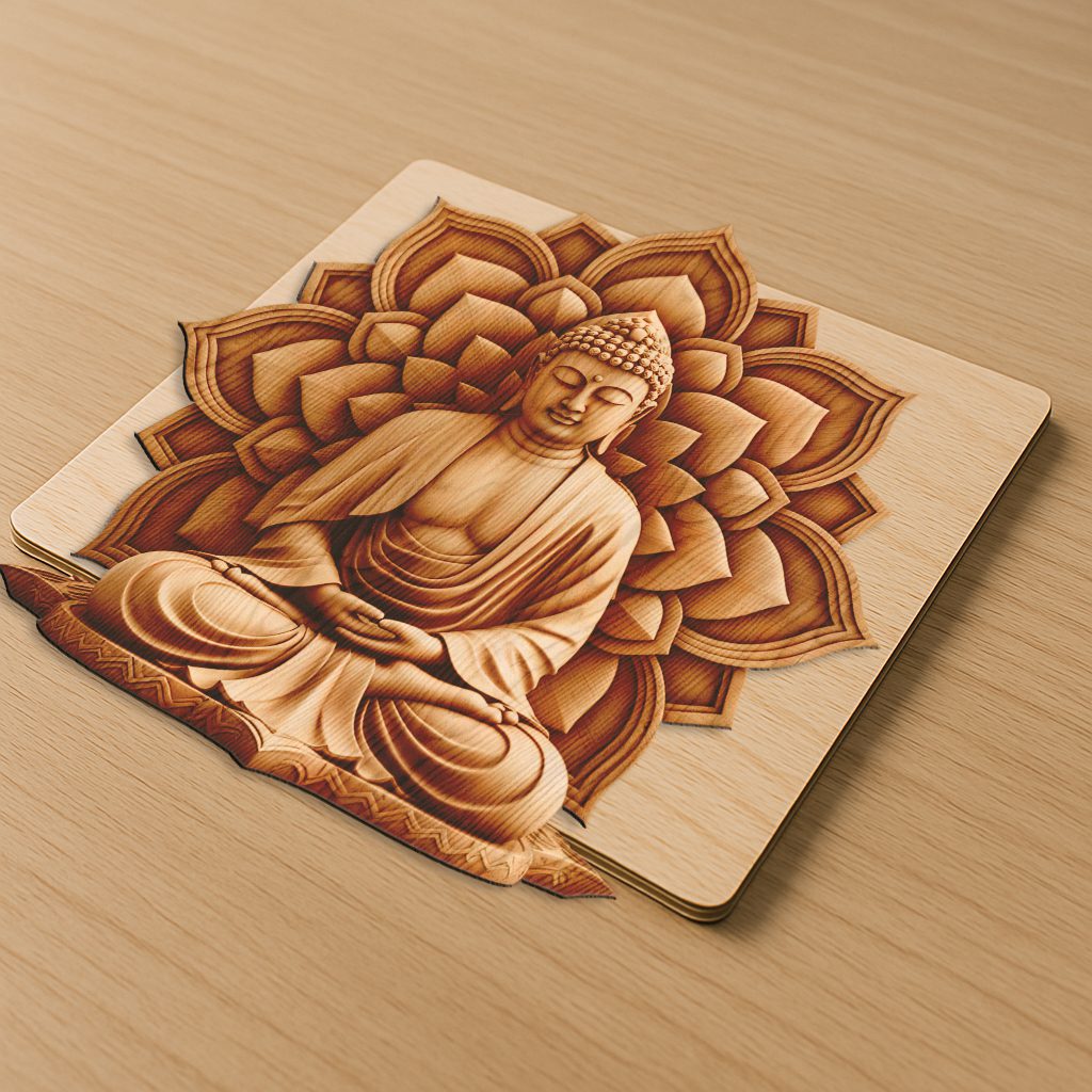 Buddha 3D Illusion Laser Engraving File, Meditation Zen Art for Spiritual Decor - immagine 4