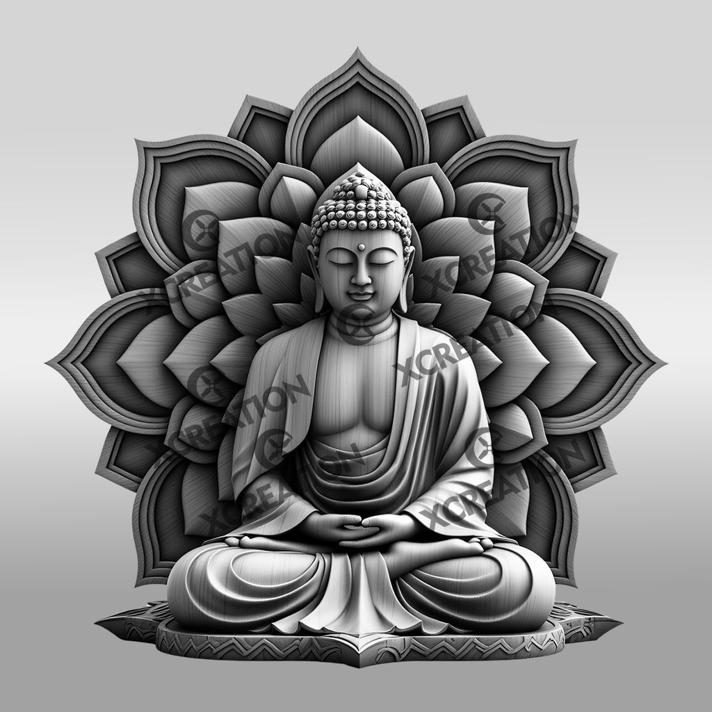 Buddha 3D Illusion Laser Engraving File, Meditation Zen Art for Spiritual Decor - immagine 6
