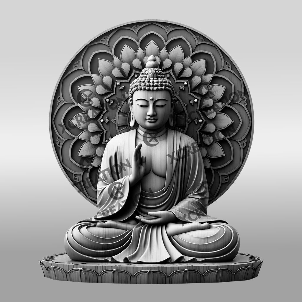 Buddha 3D Illusion Laser Engraving File, Peaceful Art for Meditation Decor – Image 6