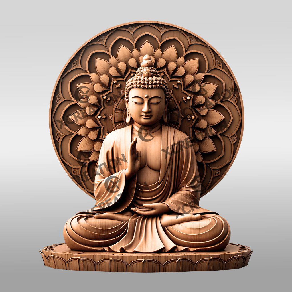 Buddha 3D Illusion Laser Engraving File, Peaceful Art