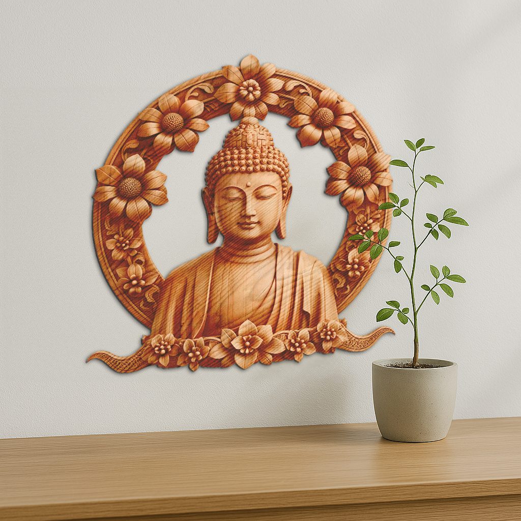 Buddha 3D Illusion Laser Engraving File, Peaceful Face Design for Meditation Decor - immagine 4