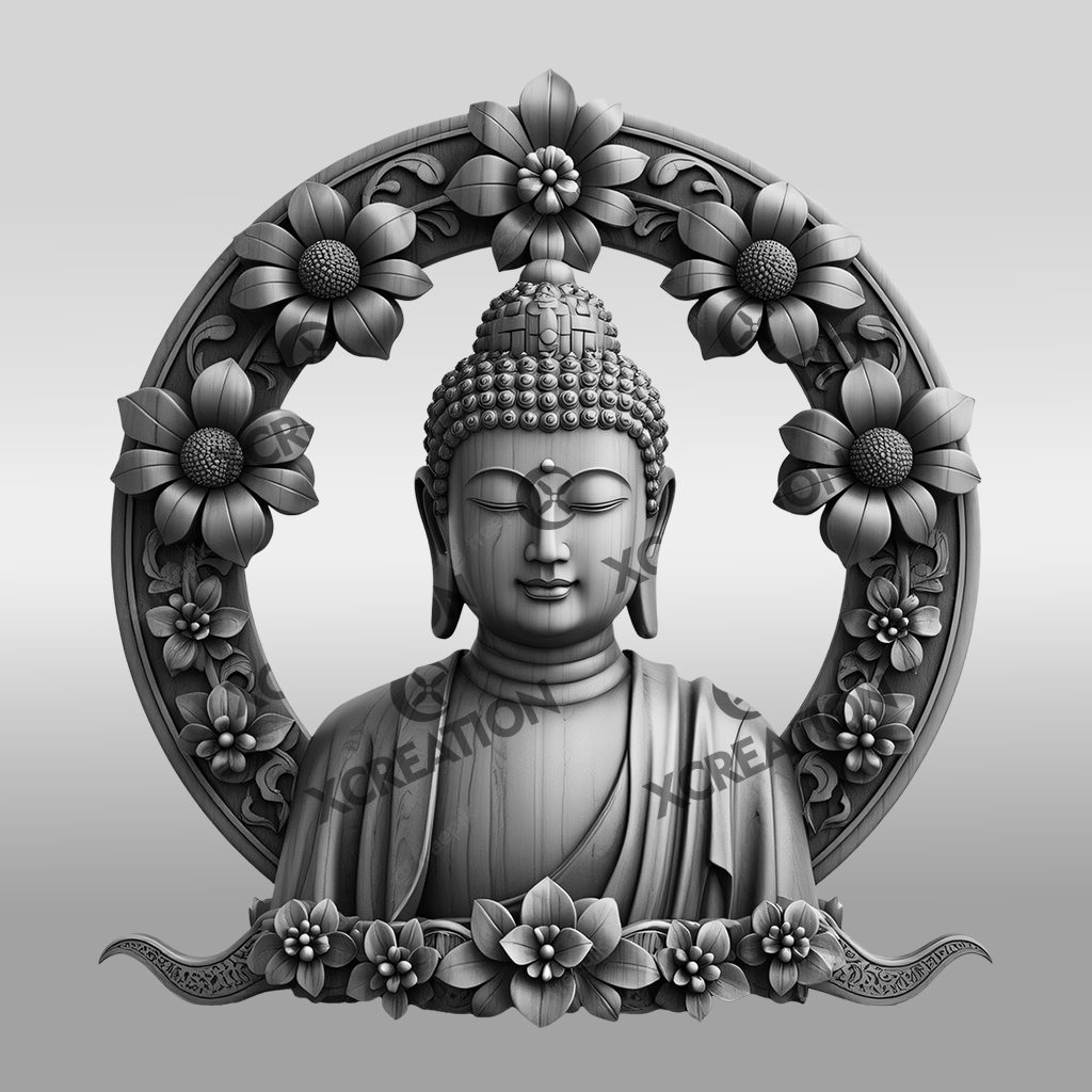 Buddha 3D Illusion Laser Engraving File, Peaceful Face Design for Meditation Decor - immagine 6