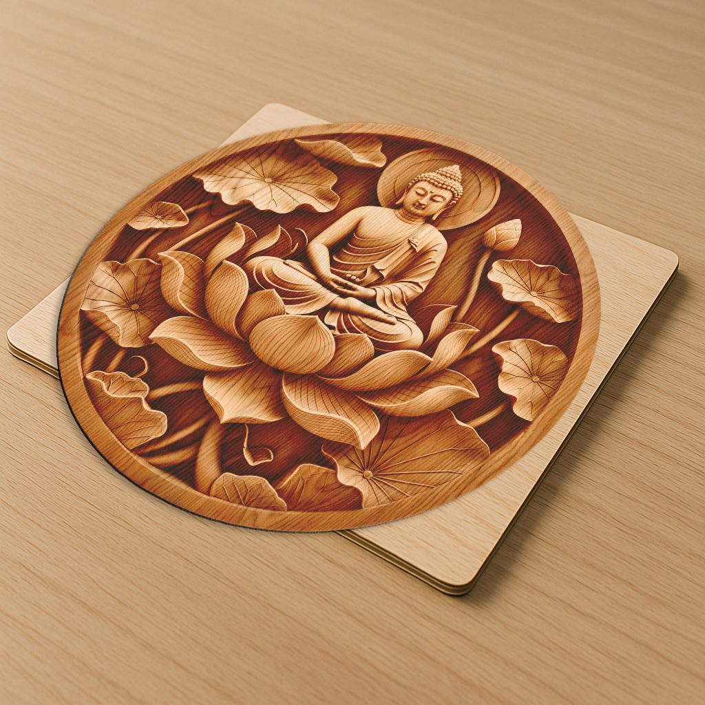 Buddha 3D Illusion Laser Engraving File, Peaceful Lotus Spiritual Wall Art Decor - immagine 4