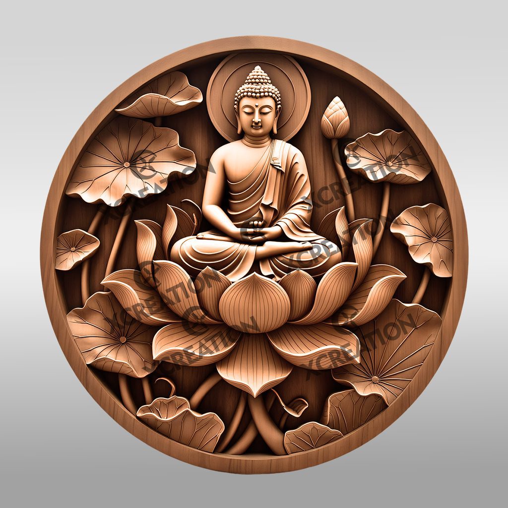 Buddha 3D Illusion Laser Engraving File, Peaceful Lotus