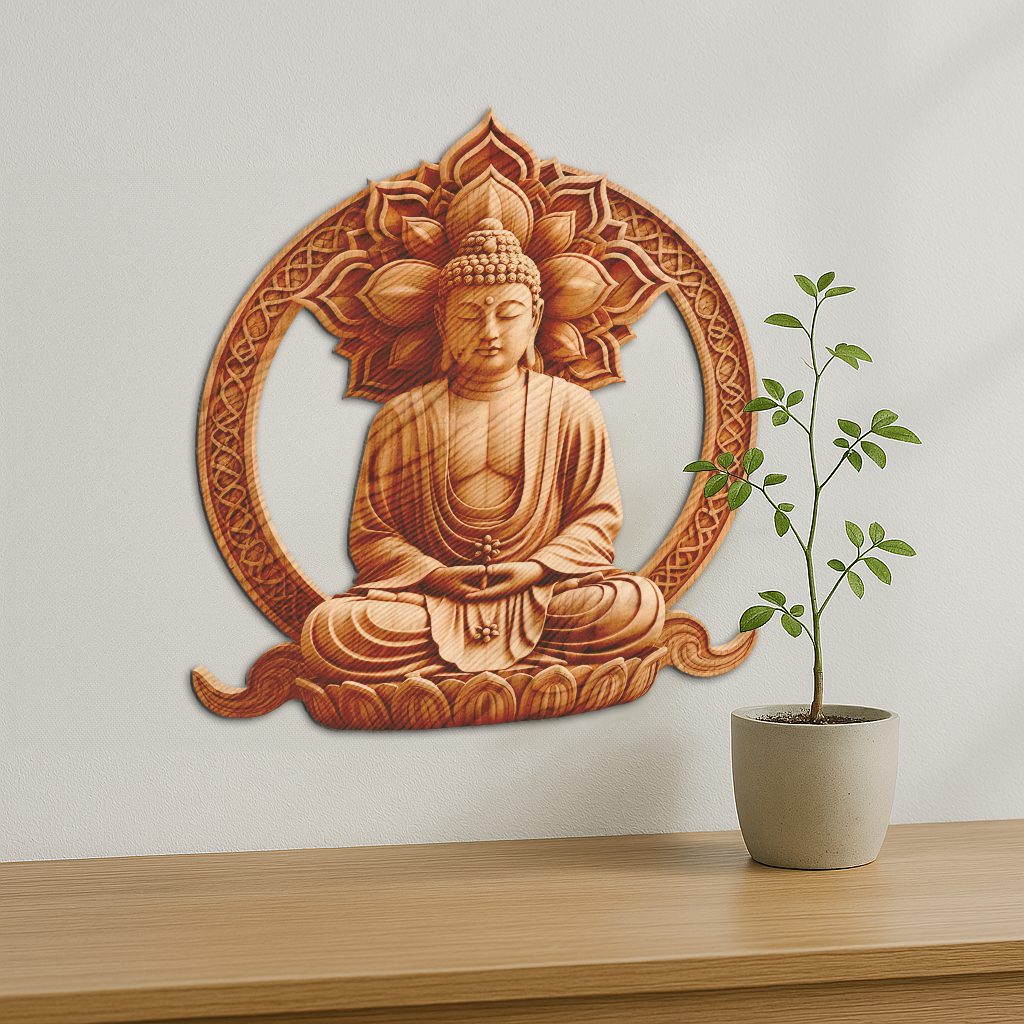 Buddha 3D Illusion Laser Engraving File, Radiant Spiritual Home Decor Art – Bild 2