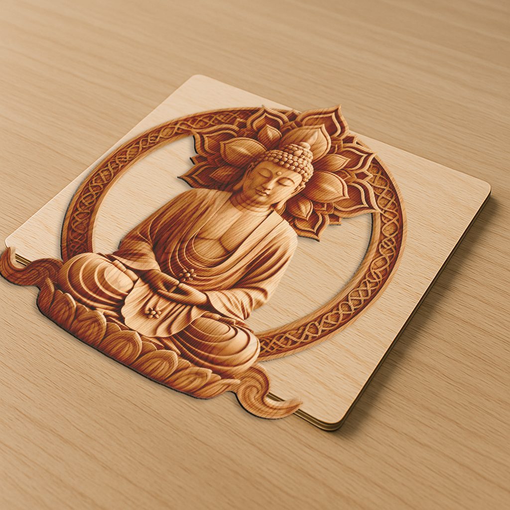 Buddha 3D Illusion Laser Engraving File, Radiant Spiritual Home Decor Art – Bild 5