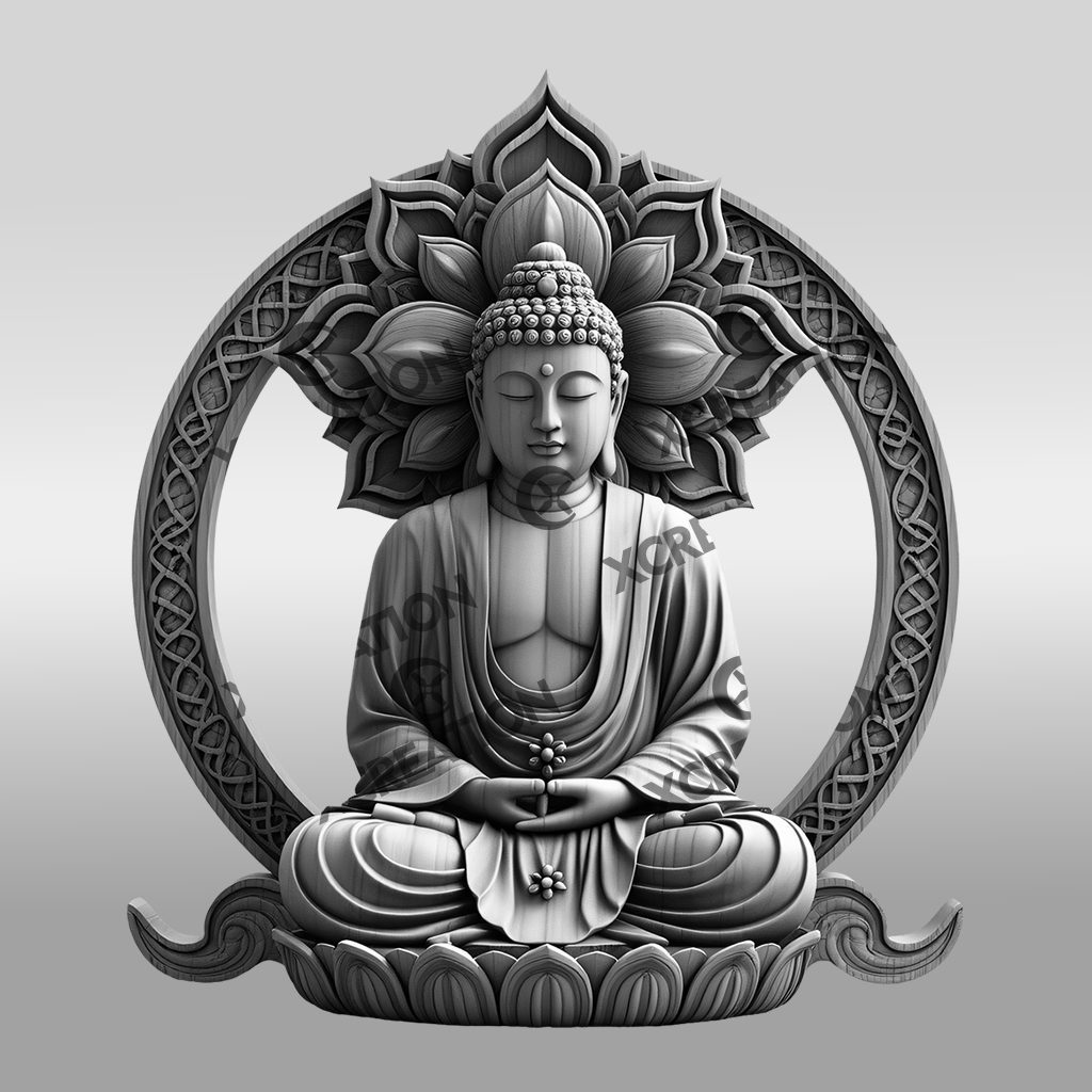 Buddha 3D Illusion Laser Engraving File, Radiant Spiritual Home Decor Art – Bild 6