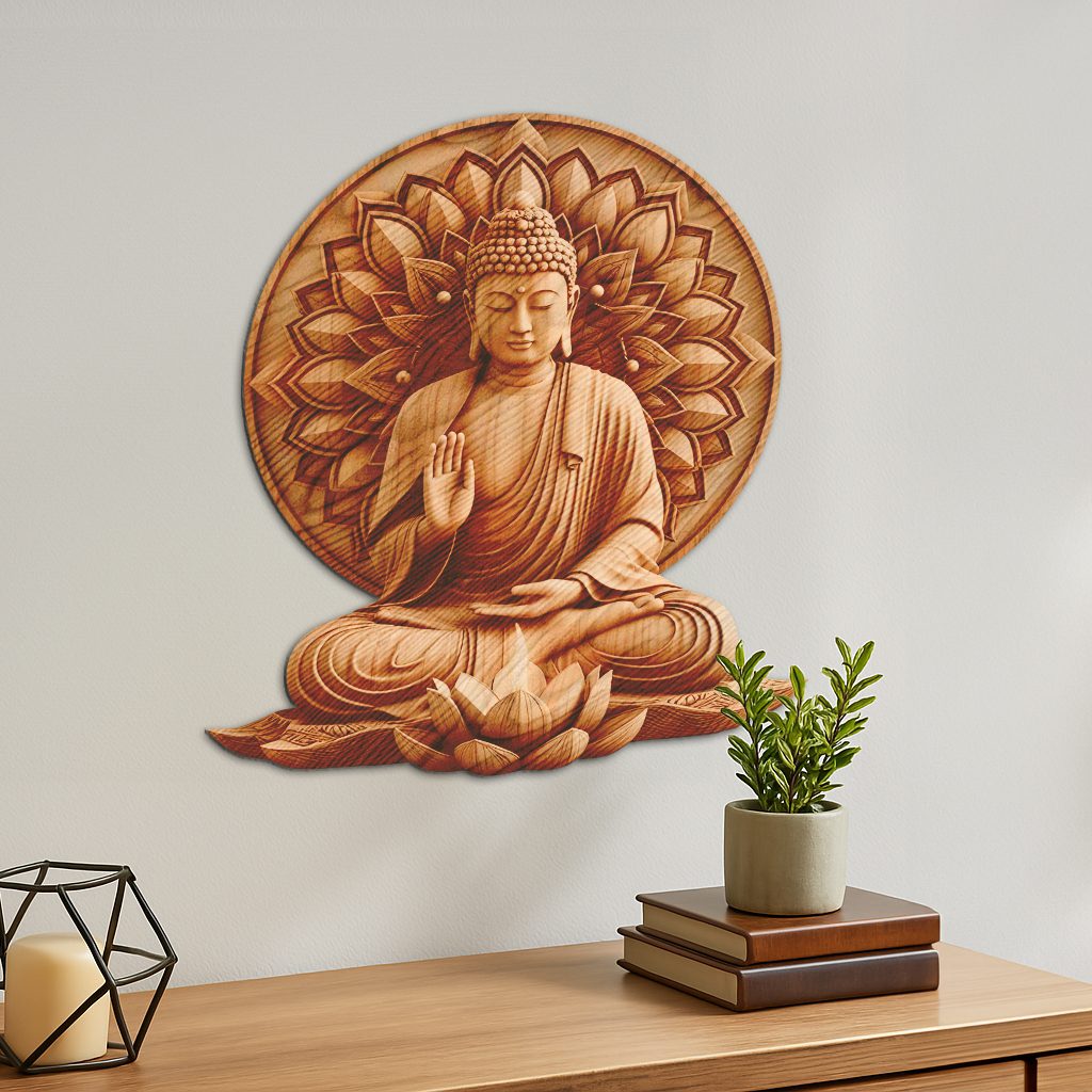 Buddha 3D Illusion Laser Engraving File, Sacred Fire Zen Wall Art, Digital Decor – Bild 4