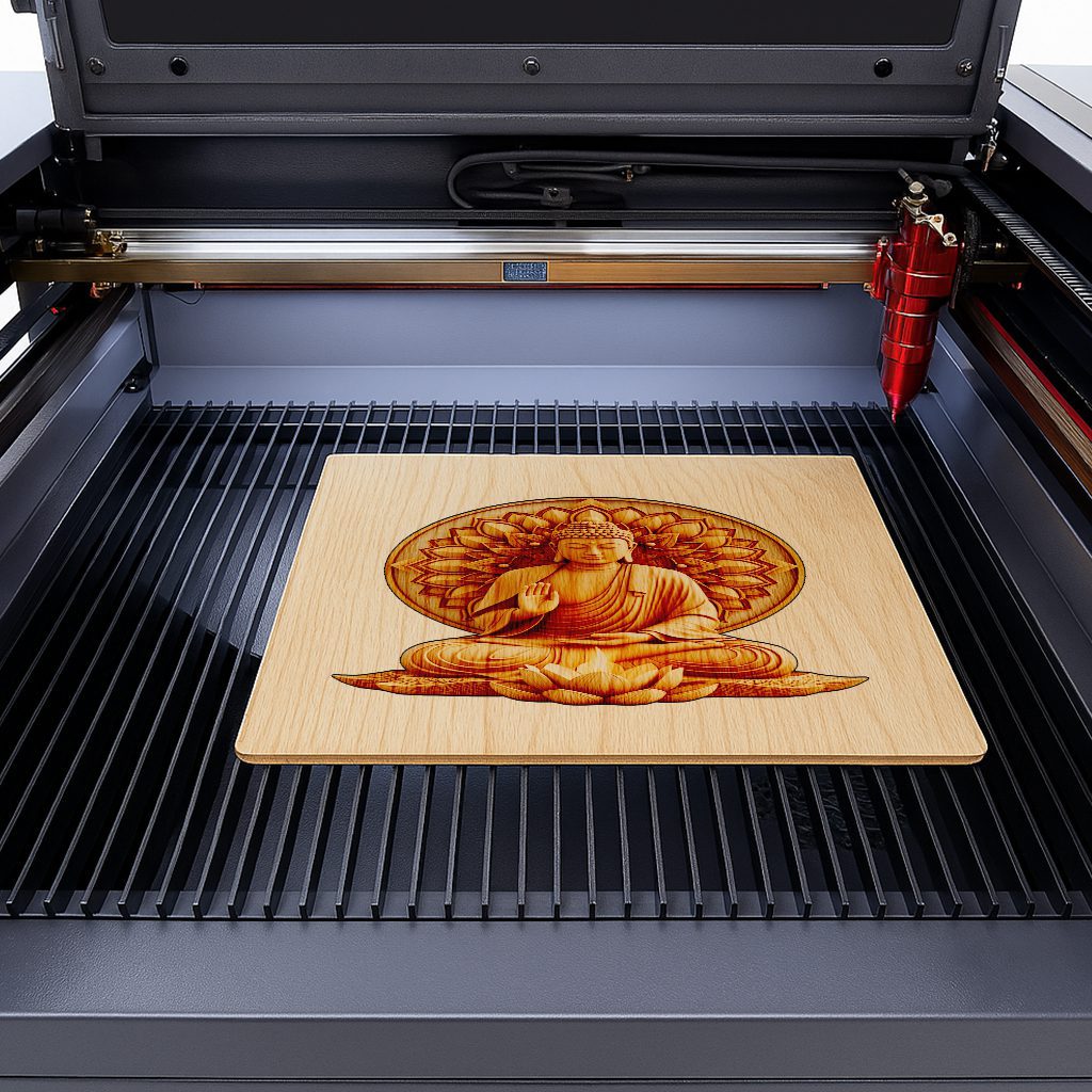 Buddha 3D Illusion Laser Engraving File, Sacred Fire Zen Wall Art, Digital Decor – Bild 5