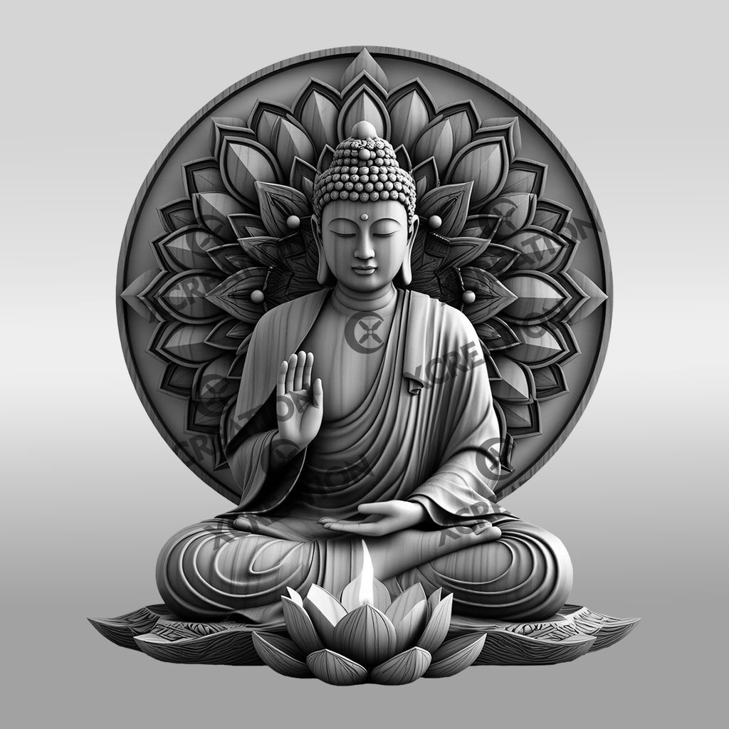 Buddha 3D Illusion Laser Engraving File, Sacred Fire Zen Wall Art, Digital Decor – Bild 6
