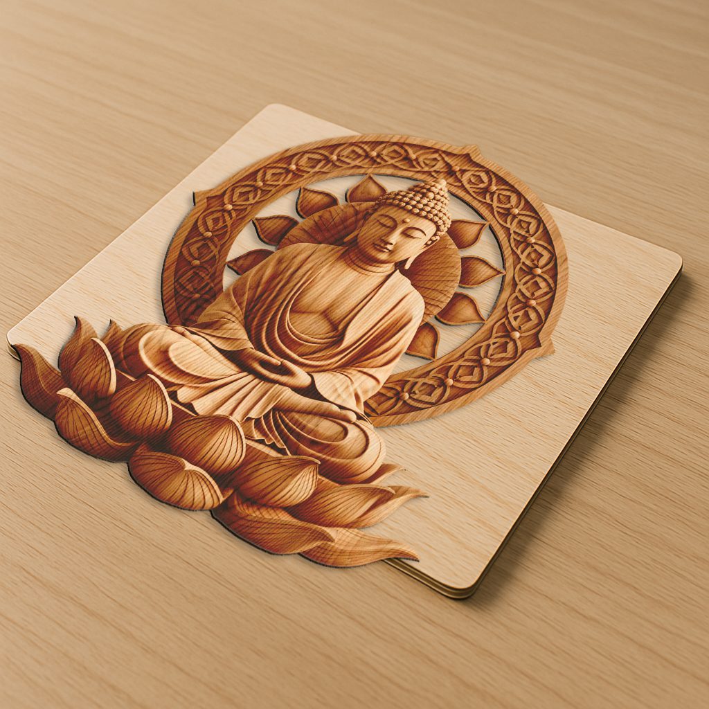 Buddha 3D Illusion Laser Engraving File, Serene Art