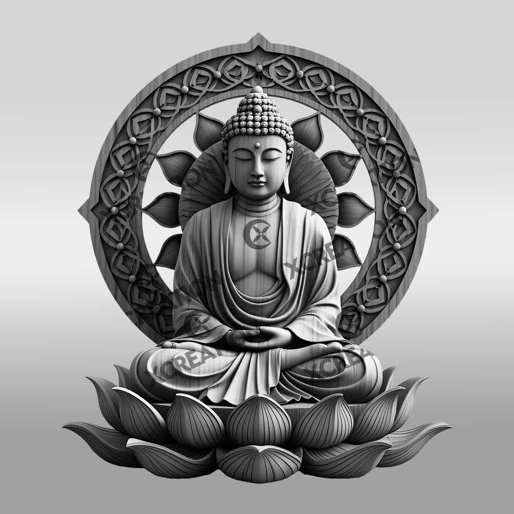 Buddha 3D Illusion Laser Engraving File, Serene Art