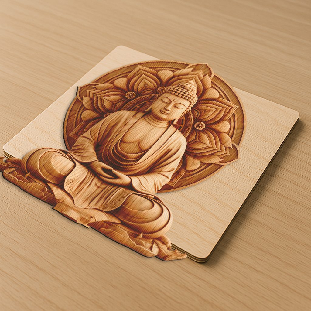 Buddha 3D Illusion Laser Engraving File, Serene Home Decor, Meditation Art Digital Download - immagine 2
