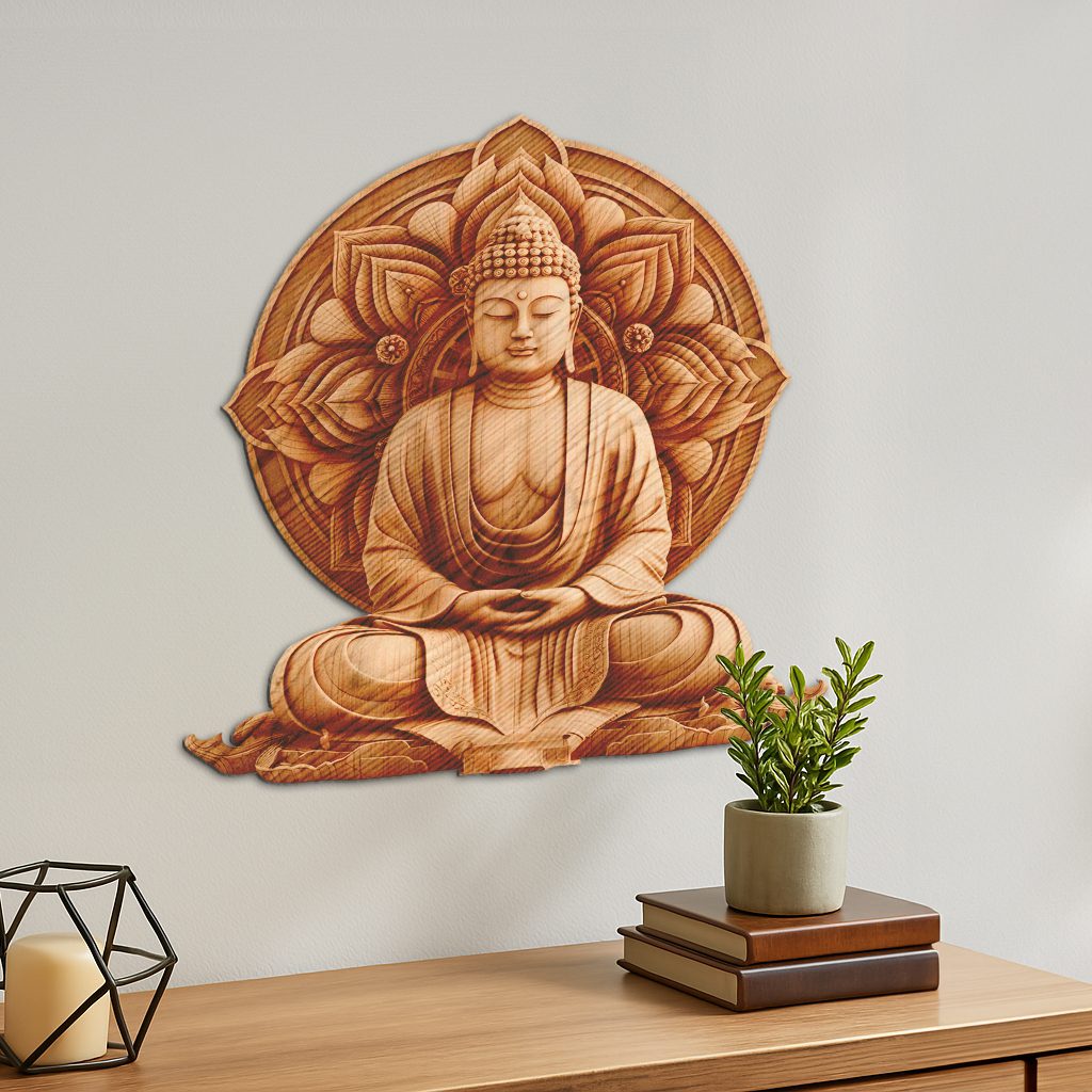 Buddha 3D Illusion Laser Engraving File, Serene Home Decor, Meditation Art Digital Download - immagine 5