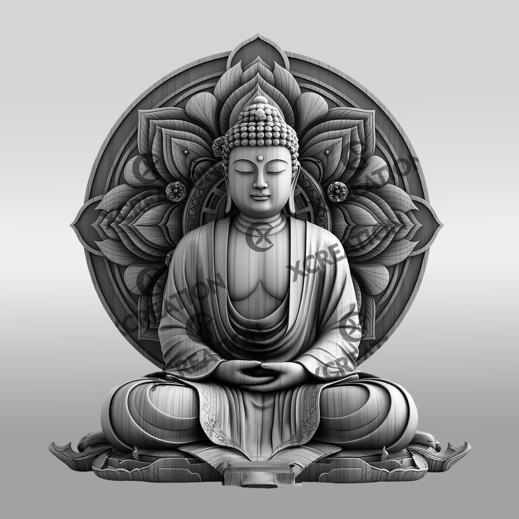 Buddha 3D Illusion Laser Engraving File, Serene Home Decor, Meditation Art Digital Download - immagine 6