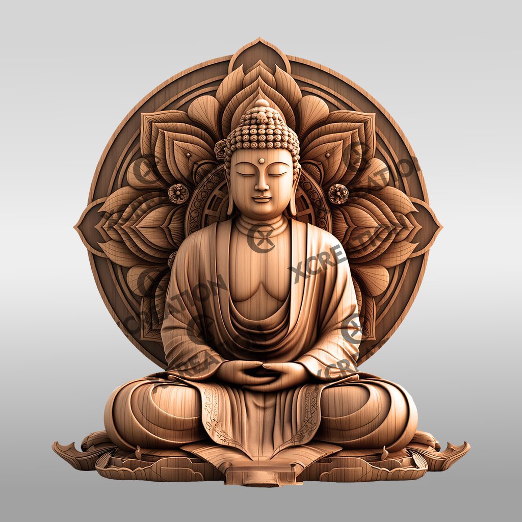 Buddha 3D Illusion Laser Engraving File, Serene Home