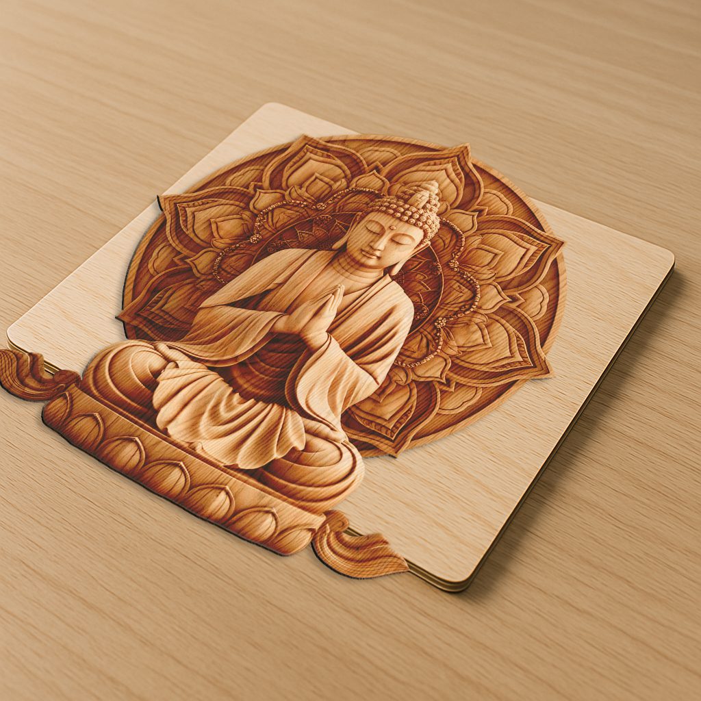 Buddha 3D Illusion Laser Engraving File, Spiritual Art Template for Home Decor – Bild 5