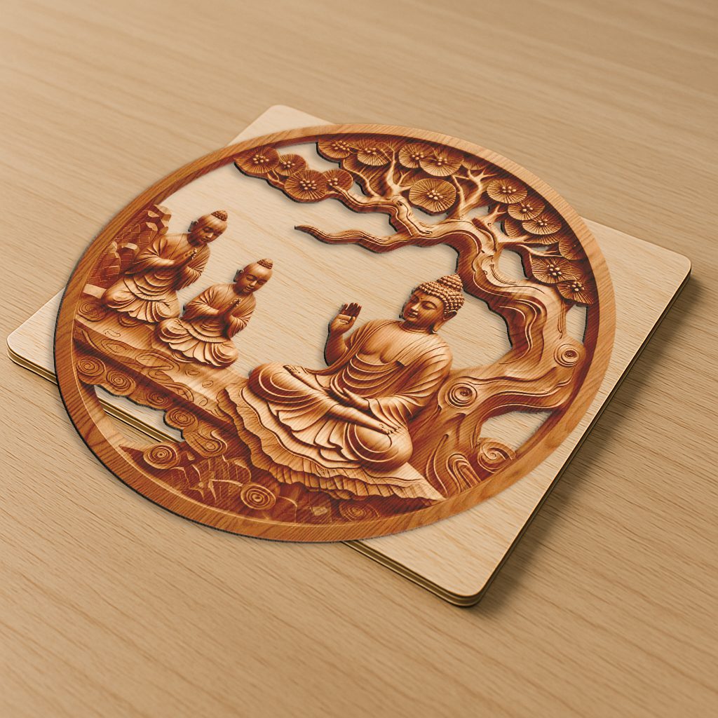 Buddha 3D Illusion Laser Engraving File, Spiritual Home