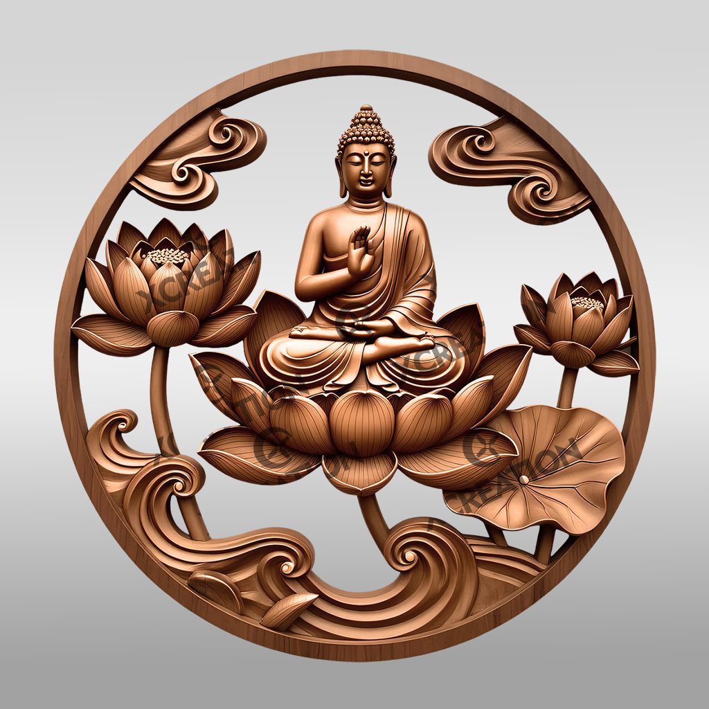 Buddha 3D Illusion Laser Engraving File, Spiritual Wall