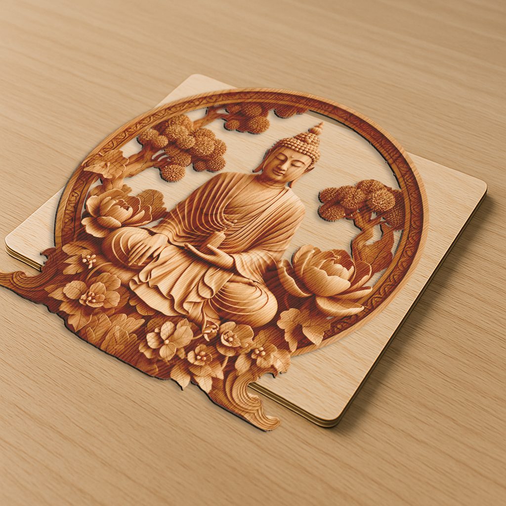 Buddha 3D Illusion Laser Engraving File, Tranquil Nature Art for Home Decor – Image 2