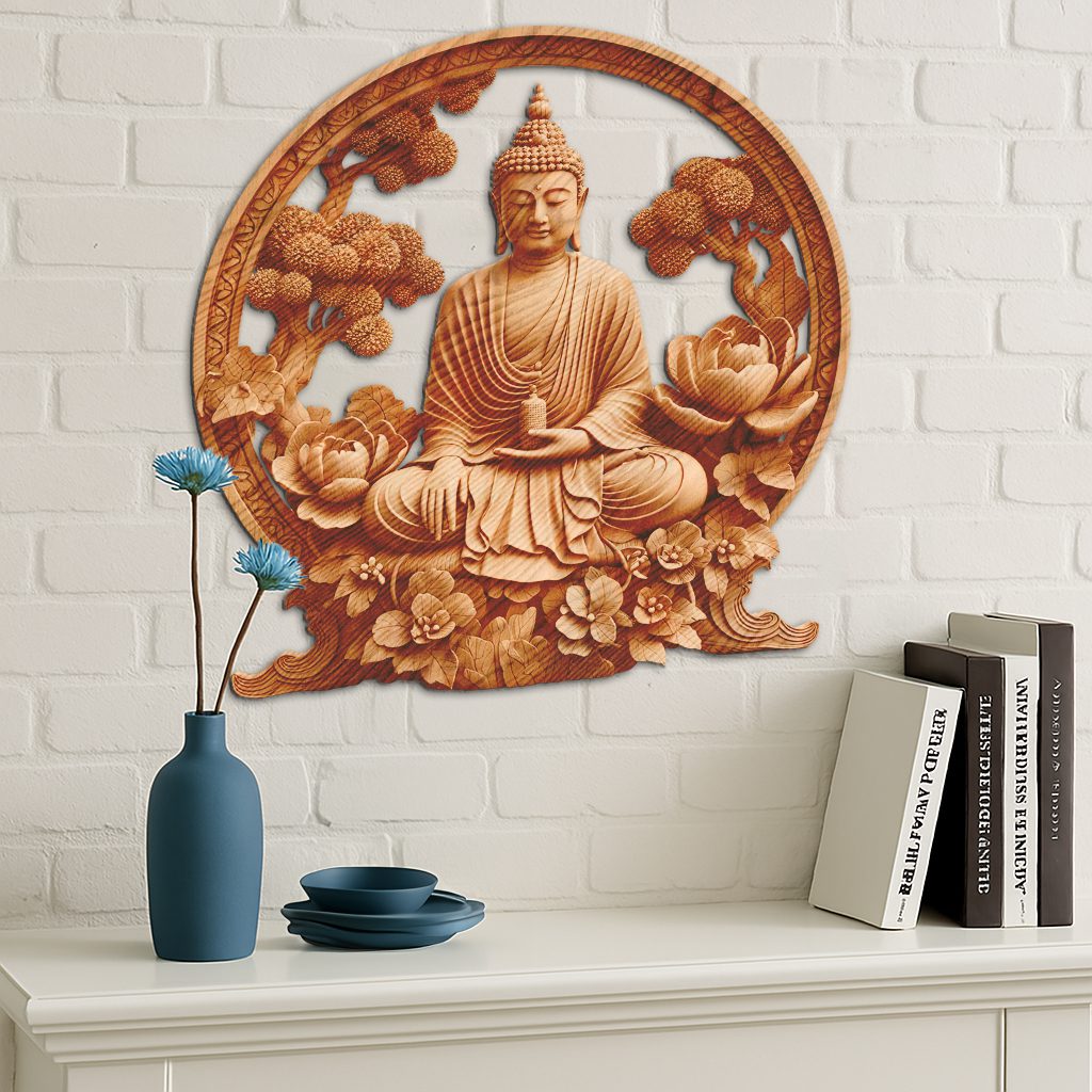 Buddha 3D Illusion Laser Engraving File, Tranquil Nature Art for Home Decor – Image 5
