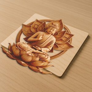 Buddha 3D Illusion Laser Engraving File, Zen Lotus