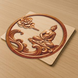 Buddha 3D Illusion Laser Engraving File, Zen Wall