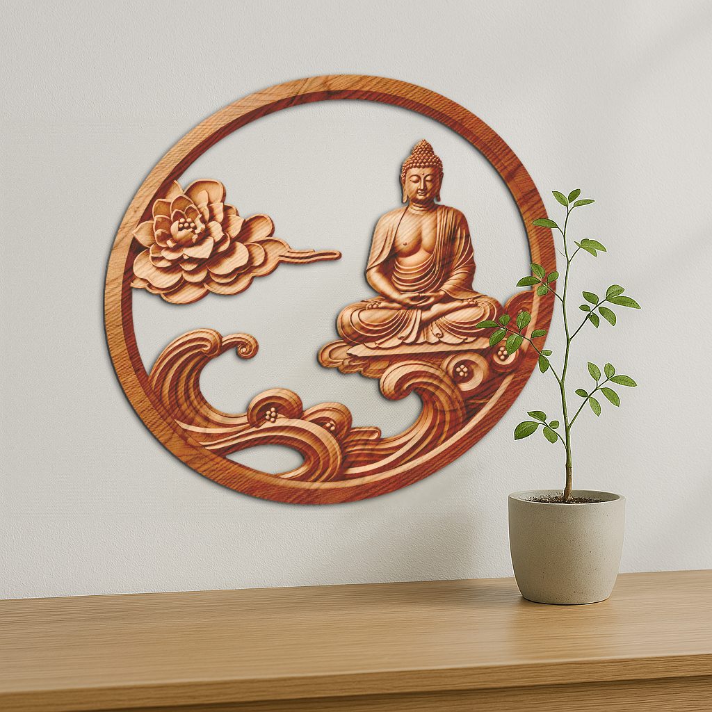 Buddha 3D Illusion Laser Engraving File, Zen Wall